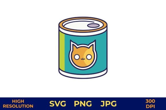 Cute Cat Food Can Vector Illustration Graphics Freebies