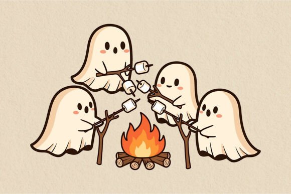 Cute Ghost Friends Halloween Party SVG