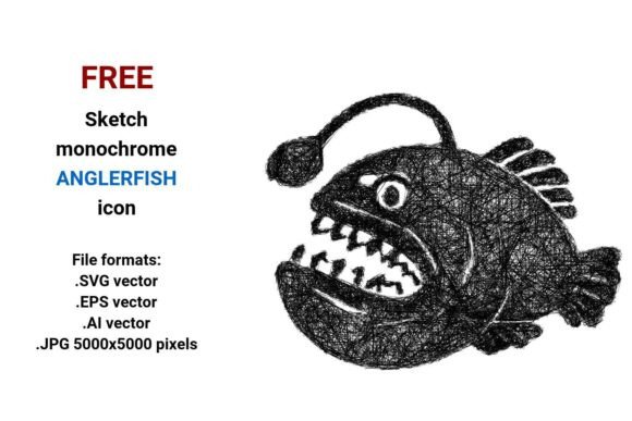 FREE Sketch Anglerfish Icon for Graphics and Freebies