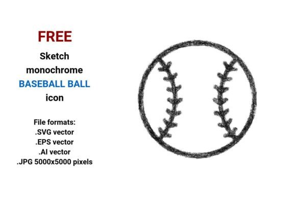 FREE Sketch Baseball Ball Icon for Graphics and Freebies