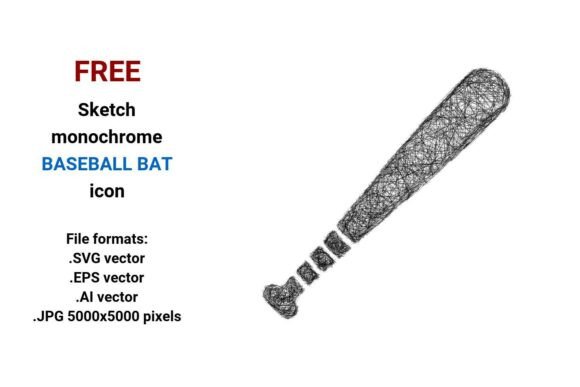 FREE Sketch Baseball Bat Icon