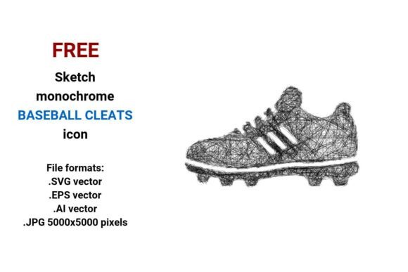 FREE Sketch Baseball Cleats Icon Graphics