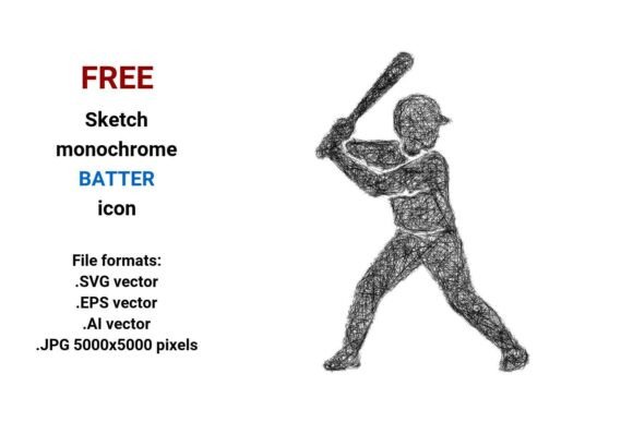 FREE Sketch Batter Icon Graphics for Freebies