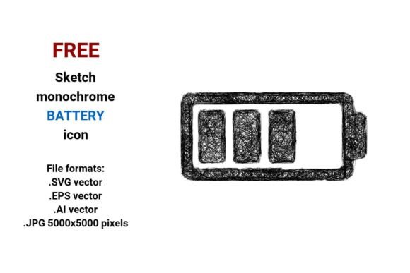 FREE Sketch Battery Icon Graphics