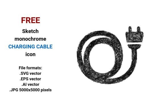 FREE Sketch Charging Cable Icon Graphics