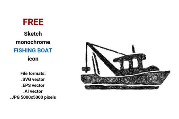 FREE Sketch Fishing Boat Icon Graphics