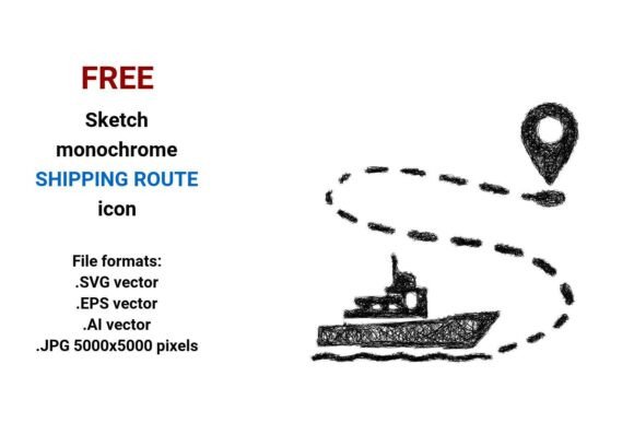 FREE Sketch Shipping Route Icon Graphics