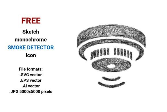 FREE Sketch Smoke Detector Icon Graphics