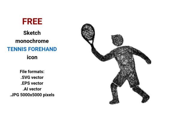 FREE Sketch Tennis Forehand Icon Graphics