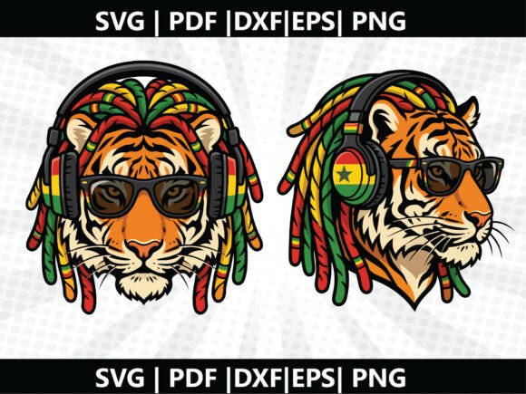 Rasta Tiger SVG Cricut Cut File Graphics