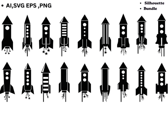 Rocket Ship SVG Bundle Silhouette