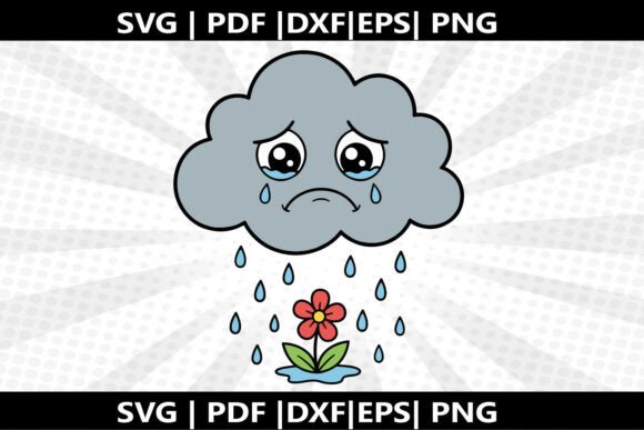 Sad Cloud Rain SVG Cricut Cut File